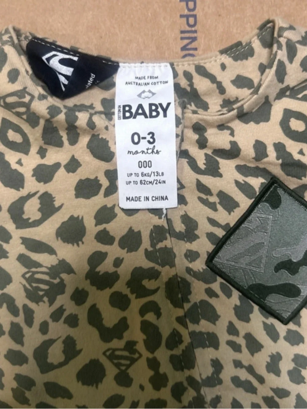 Baby Leopard-Print Footed One-Piece - Beige/Olive